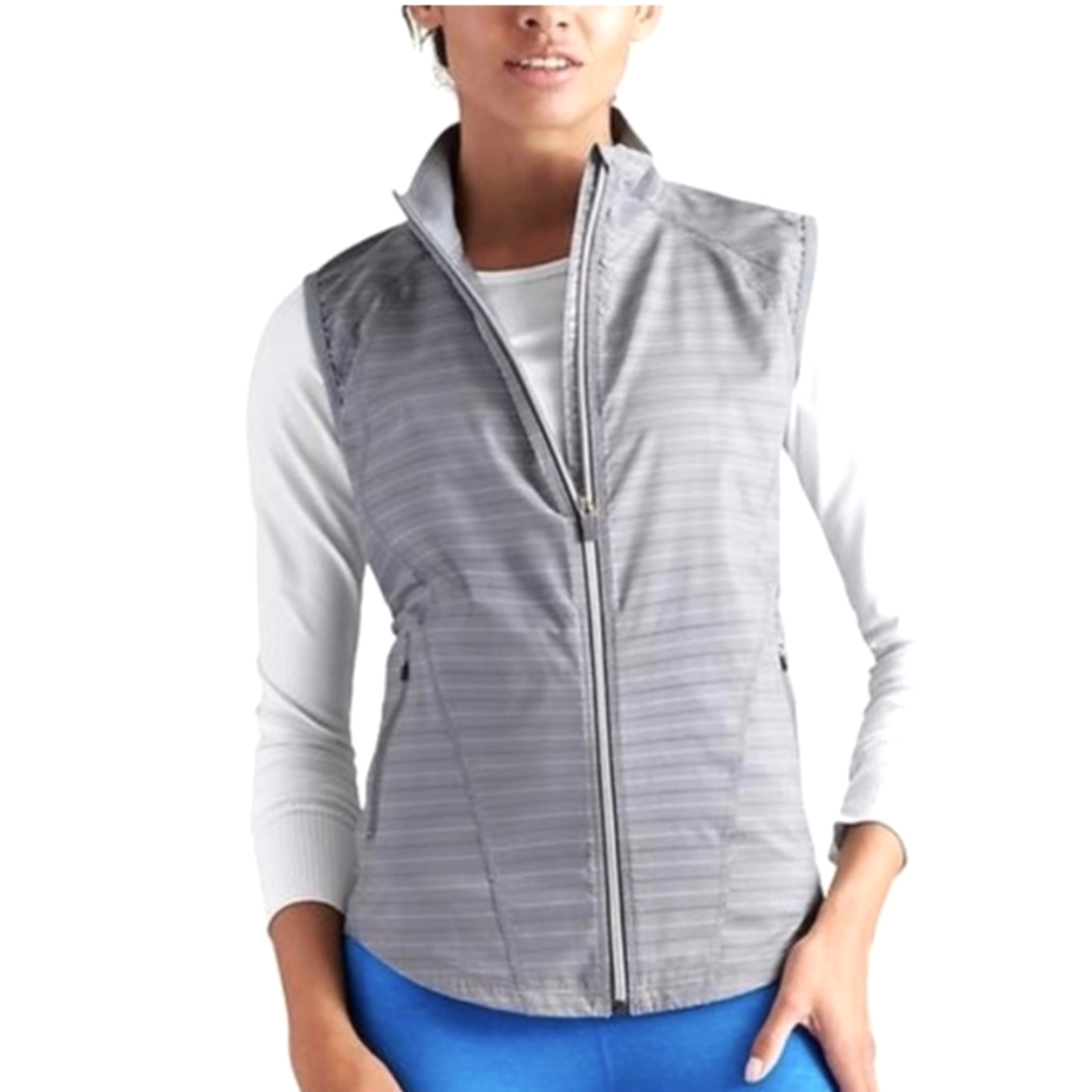 Athleta Gray Zip Up Sleeveless Running Sports Vest Sz Medium